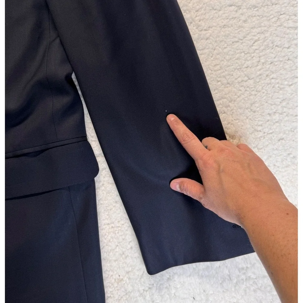 Ermenegildo‎ Zegna Mens Navy Blue 100% Wool 3-Button Suit Jacket Blazer 54 / 44R